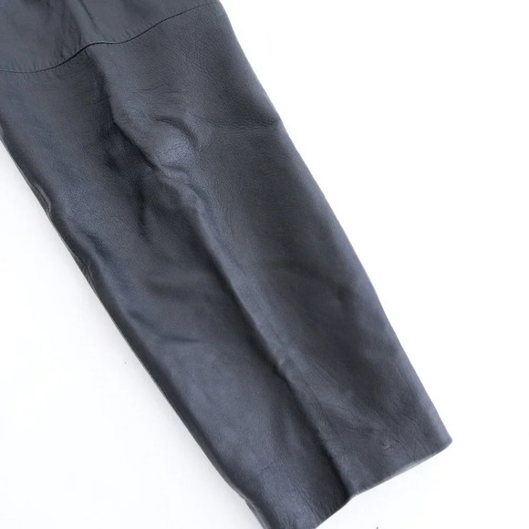 Vintage The Ole  Hide House Black Leather Straight Leg Pants Size 6 - Picture 3 of 11